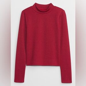 Gap girls Kids Ribbed Mockneck Top xs 4/5 red metallic